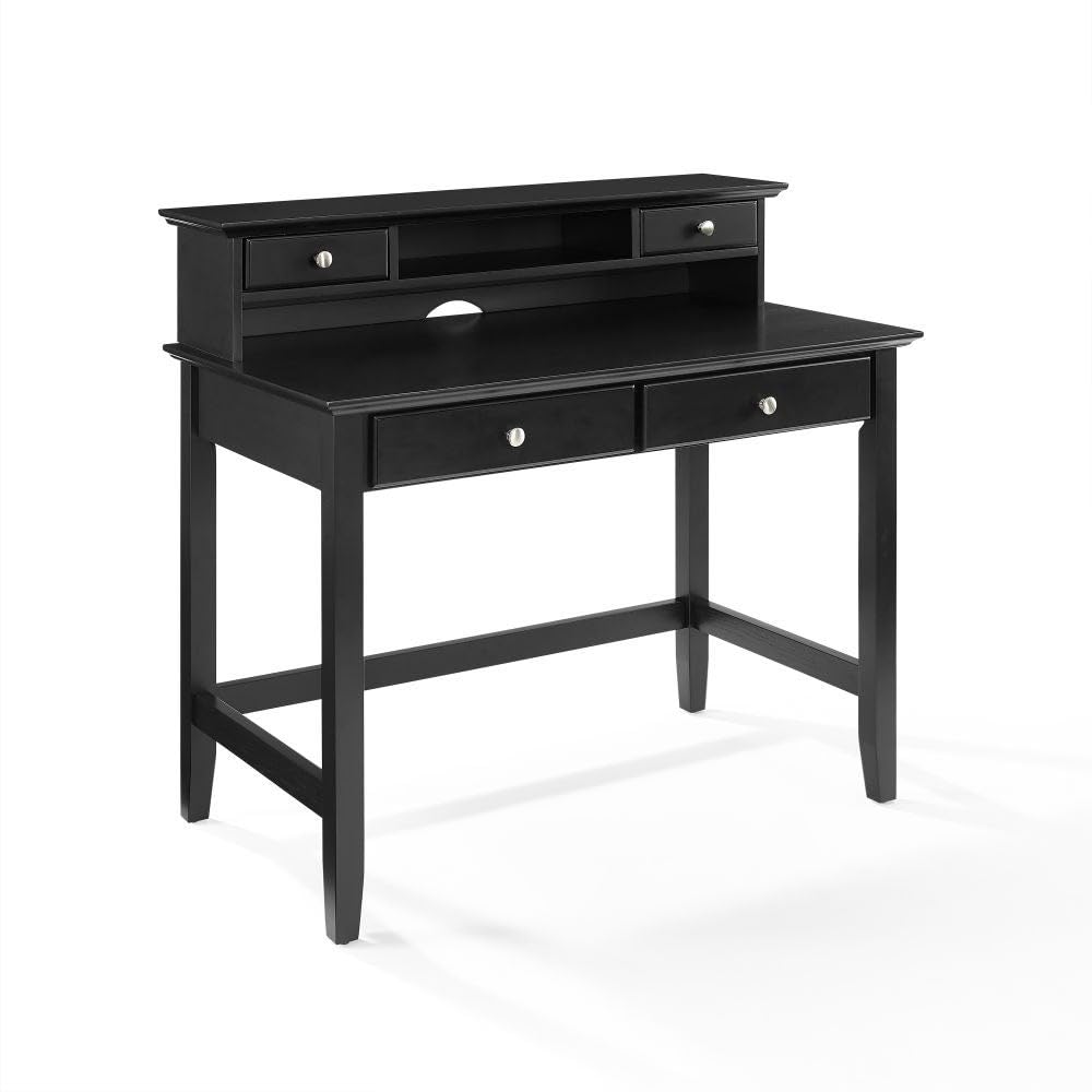 Crosley Furniture Campbell Wooden Writing Desk and Hutch in Black