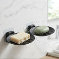 Evona 2 Pack Wall Mounted Soap Holder for Bathroom, Self Draining Soap Dish with Strong Adhesive, Plastic Soap Tray for Shower,