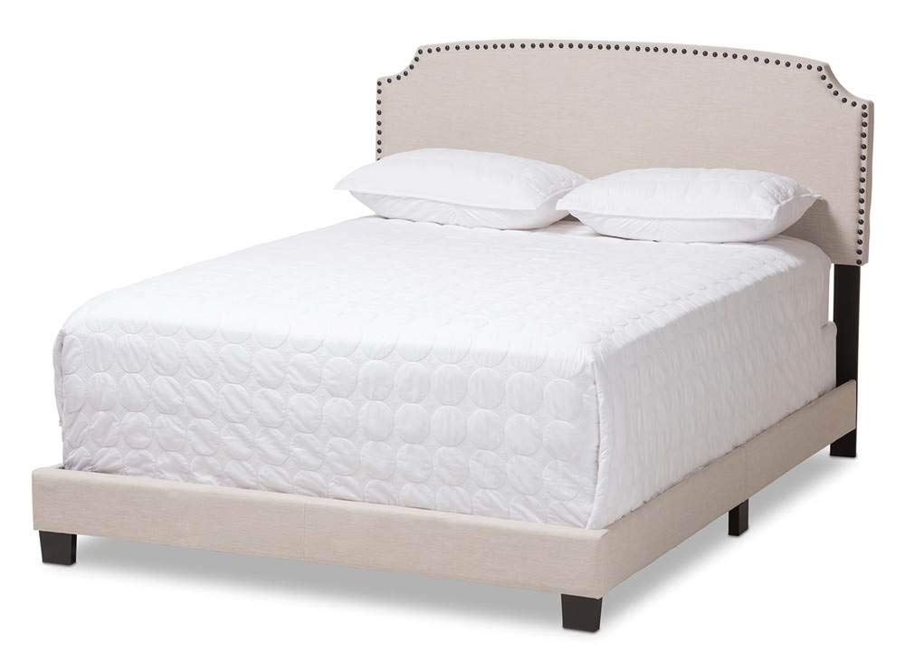 Baxton Studio Odette Modern and Contemporary Light Beige Fabric Upholstered Queen Size Bed