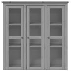 vidaXL Cabinet, Kitchen Storage Cabinet with Glass Doors, Sideboard for Living Room, Highboard, Modern Style, BODO Grey Solid Wood Pine