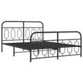 vidaXL Metal Bed Frame with Headboard/Footboard - Modern Black Double Bed, Steel Frame 59.1"x78.7", 81.5"x61.4"x39.4", Bedroom Furniture