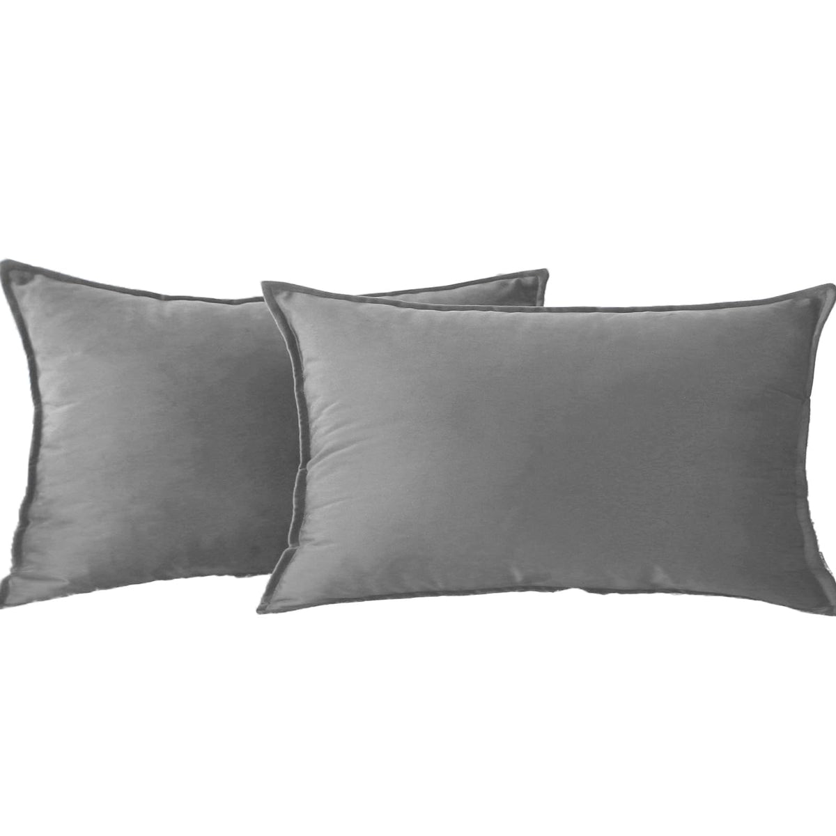 Jiahannha Velvet Grey Throw Pillow Covers 12X20 Inches Pack Of 2 Soft Decorative Square Cushion Covers For Couch Sofa Bed Living