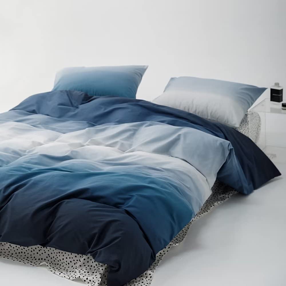 Clothknow Blue White Comforter Set Twin Gradient Blue Bedding Comforter Sets Sky Blue Bed Comforter Soft Solid Blue Bedding Sets 3Pcs Blue Comforter For All Season Blue Bed Set