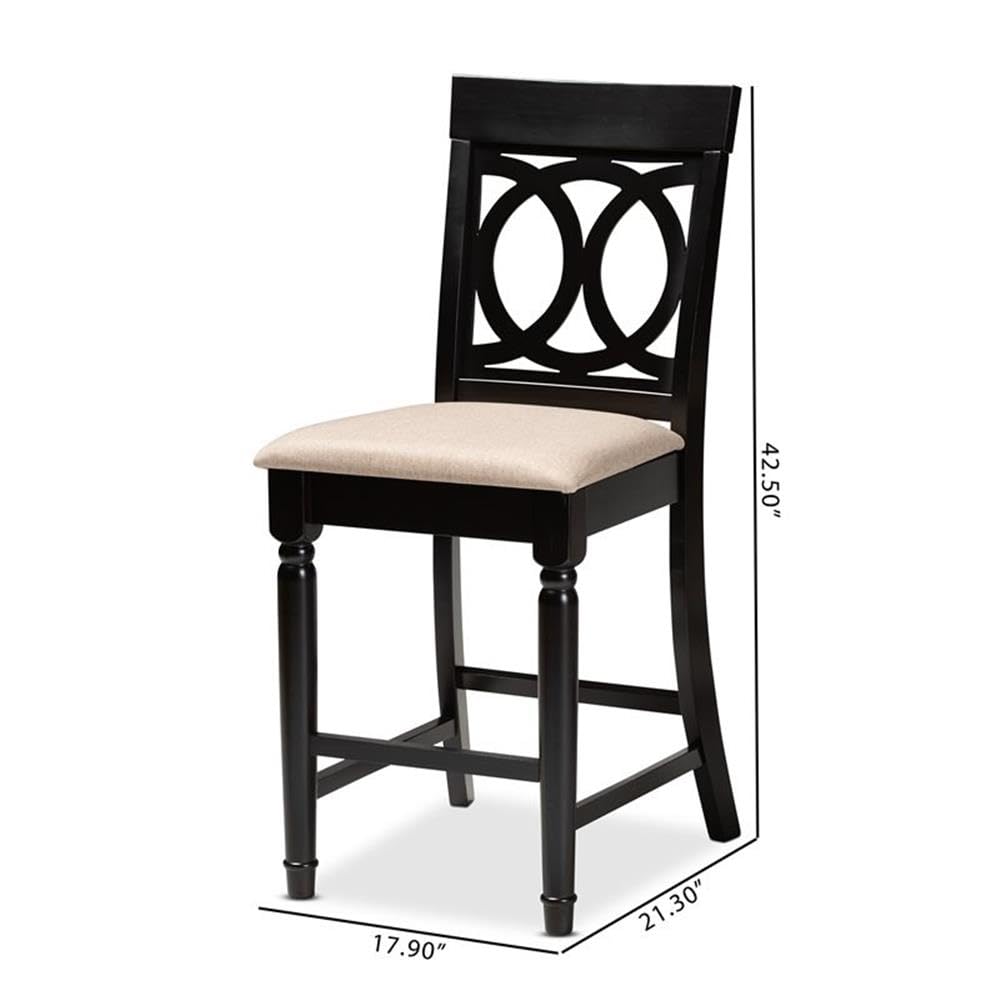 Baxton Studio Verina Modern and Contemporary Sand Fabric Upholstered Espresso Brown Finished Wood Counter Stool (Set of 2)