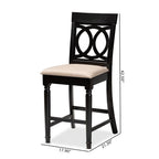 Baxton Studio Verina Modern and Contemporary Sand Fabric Upholstered Espresso Brown Finished Wood Counter Stool (Set of 2)