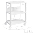 MAHANCRIS Industrial Printer Cart, 3-Tier Mobile Printer Stand, Rolling Cart with 2 AC Outlets and 2 USB Ports, Home Printer Sta