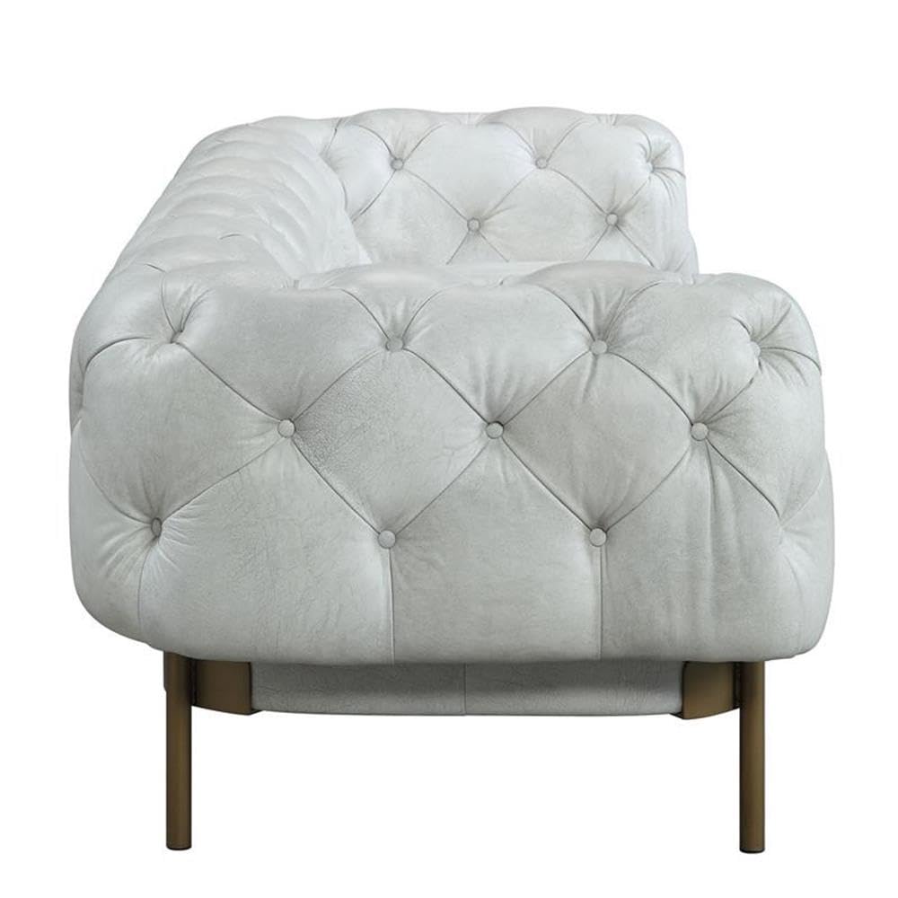 Acme Ragle Sofa in Vintage White Top Grain Leather