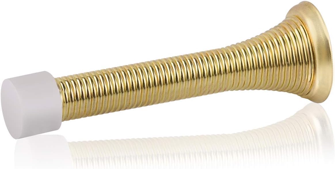 Homotek 20 Pack Spring Door Stopper With Rubber Bumper 3-1/8' Flexible Spring Heavy Duty Wall Door Stop Low Mounted Door Bumper