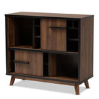 Baxton Studio Margo Walnut Brown and Black Finished Wood Wine Storage Cabinet
