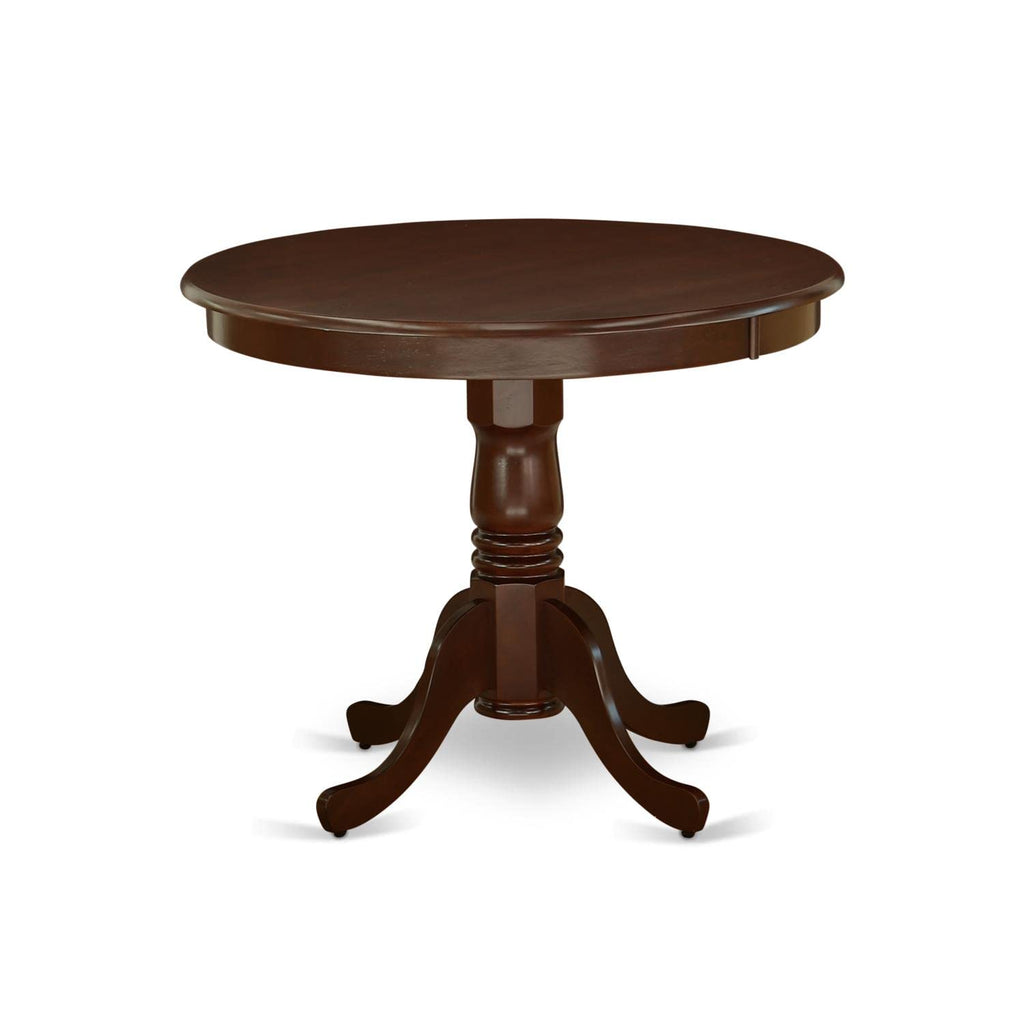 East West Furniture Ando3-Mah-W 3 Piece Dining Set Contains A Round Dining Room Table With Pedestal And 2 Wood Seat Chairs, 36X36 Inch, Mahogany