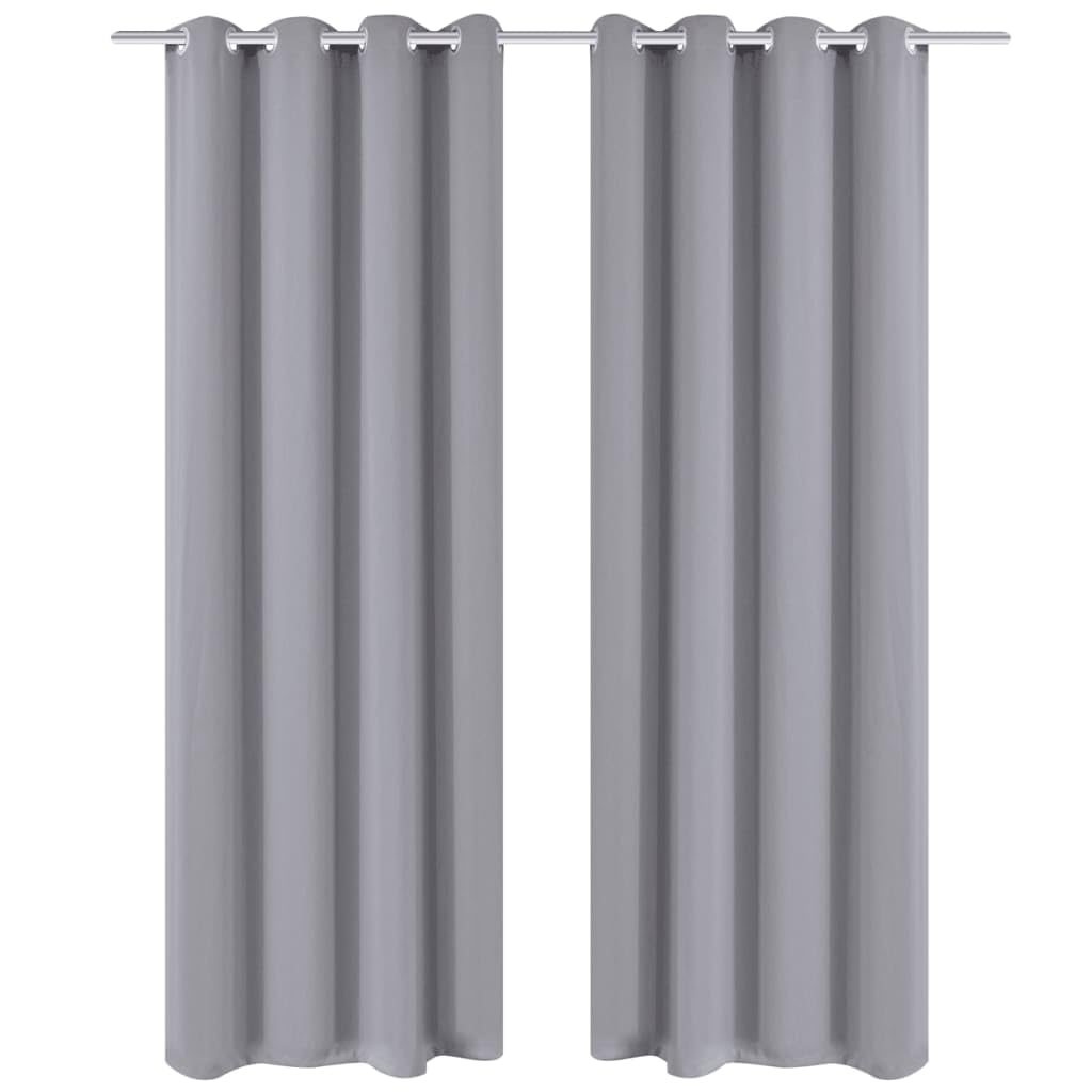 2 pcs Gray Blackout Curtains with Metal Rings 53&quot; x 96&quot;