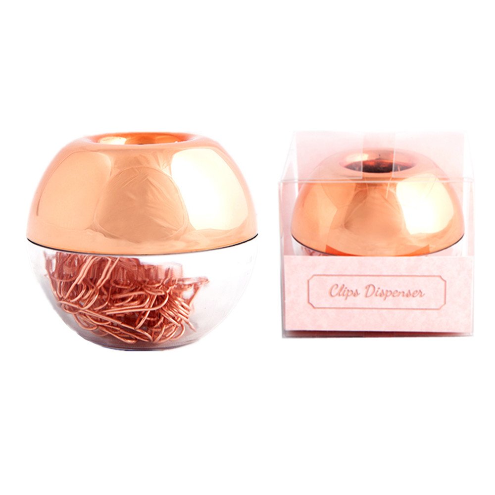 100Pcs 28Mm Rose Gold Paper Clips Medium In Rosegold Paper Clips Holder Dispenser Round Clip Storage Case For Desk Organizer Acc