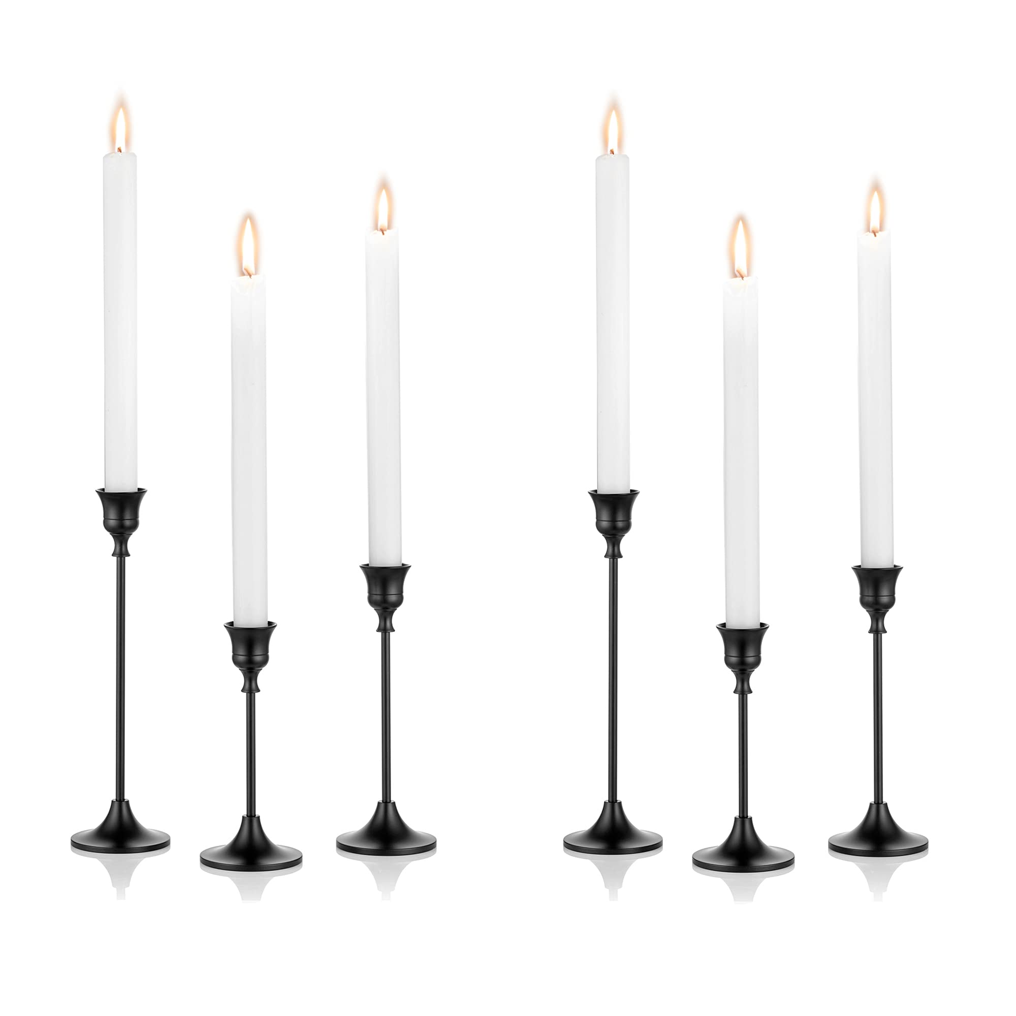 Nuptio Black Candle Holder Candlestick Holders Candle Sticks Holder Tapered Candle Holder, Taper Candle Holders for Wedding Chri