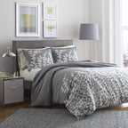 City Scene - Full/Queen Duvet Cover Set, Cotton Bedding With Matching Shams, Softens With Each Wash (Branches Grey, Full/Queen)