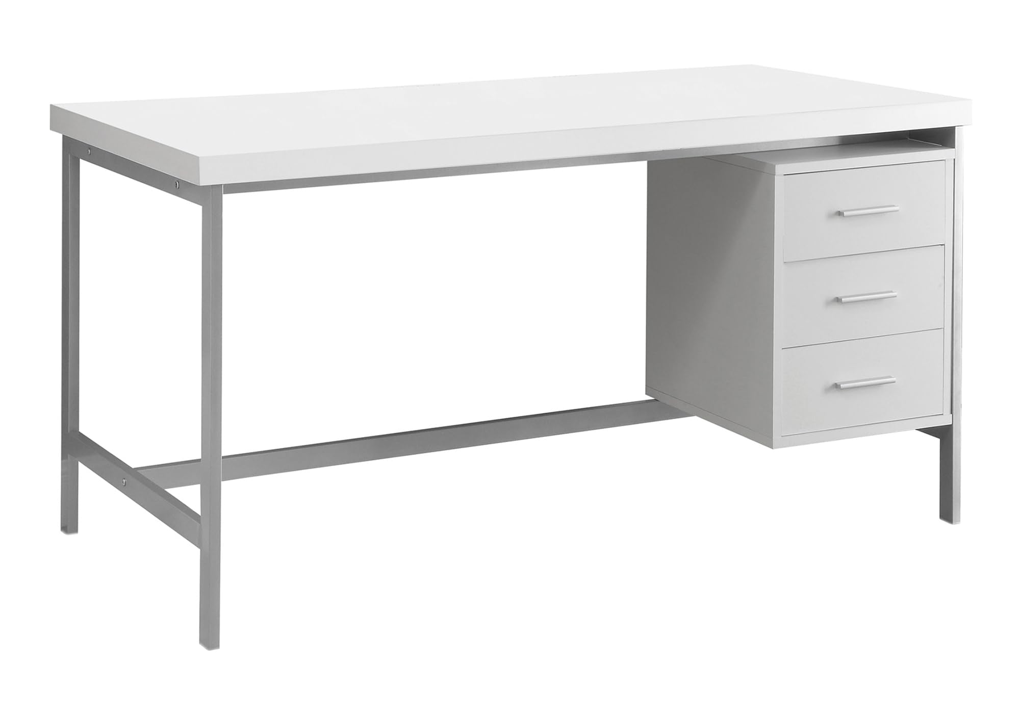 Monarch Specialties Hollow-Core/Silver Metal Office Desk, 60&quot;, White