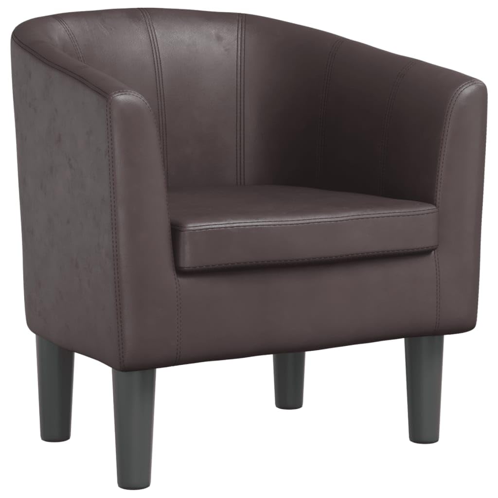 vidaXL - Tub Chair with Footstool Set, Modern Faux Leather, Brown - Compact and Elegant for Living Room, Bedroom, Office