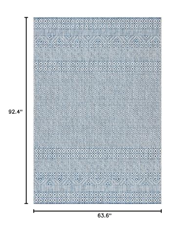 Safavieh Courtyard Collection 5'3' X 7'7' Grey/Blue Cy8235 Indoor-Outdoor Waterproof Easy-Cleaning Patio Backyard Mudroom Area-Rug