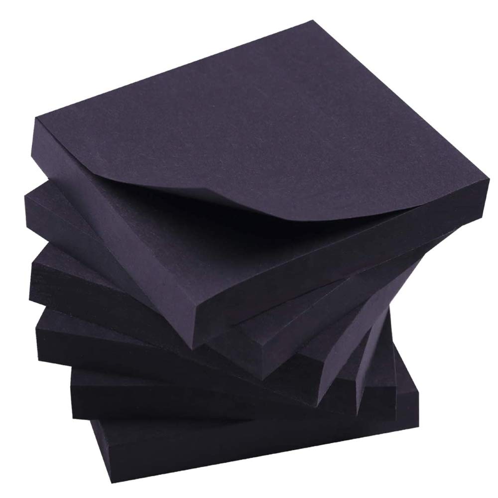 Black Sticky Notes, 6 Pads, 3 X 3 Inch, 100 Sheets/Pad, Self-Stick Notes Pads, Easy Post Notes For Office, School, Home (Black)