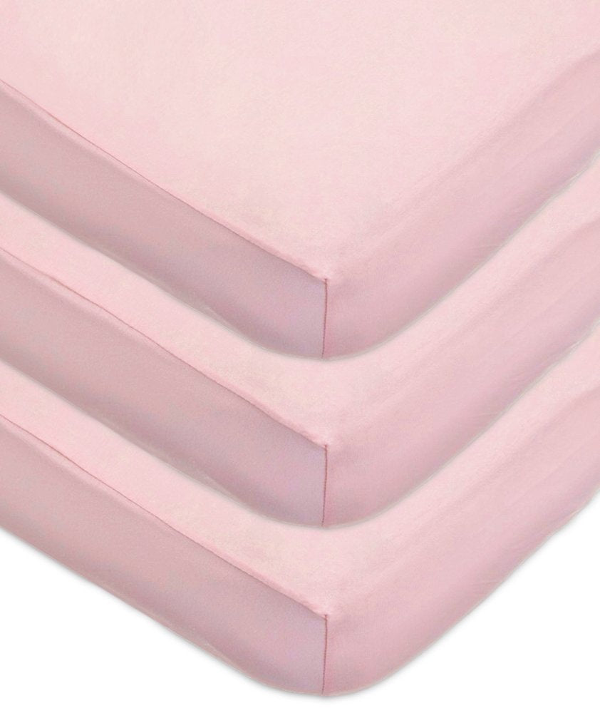 American Baby Company 3 Pack Fitted Crib Sheets 28 x 52, Soft Breathable Neutral 100% Cotton Jersey Sheet, Pink, for Boys and Gi