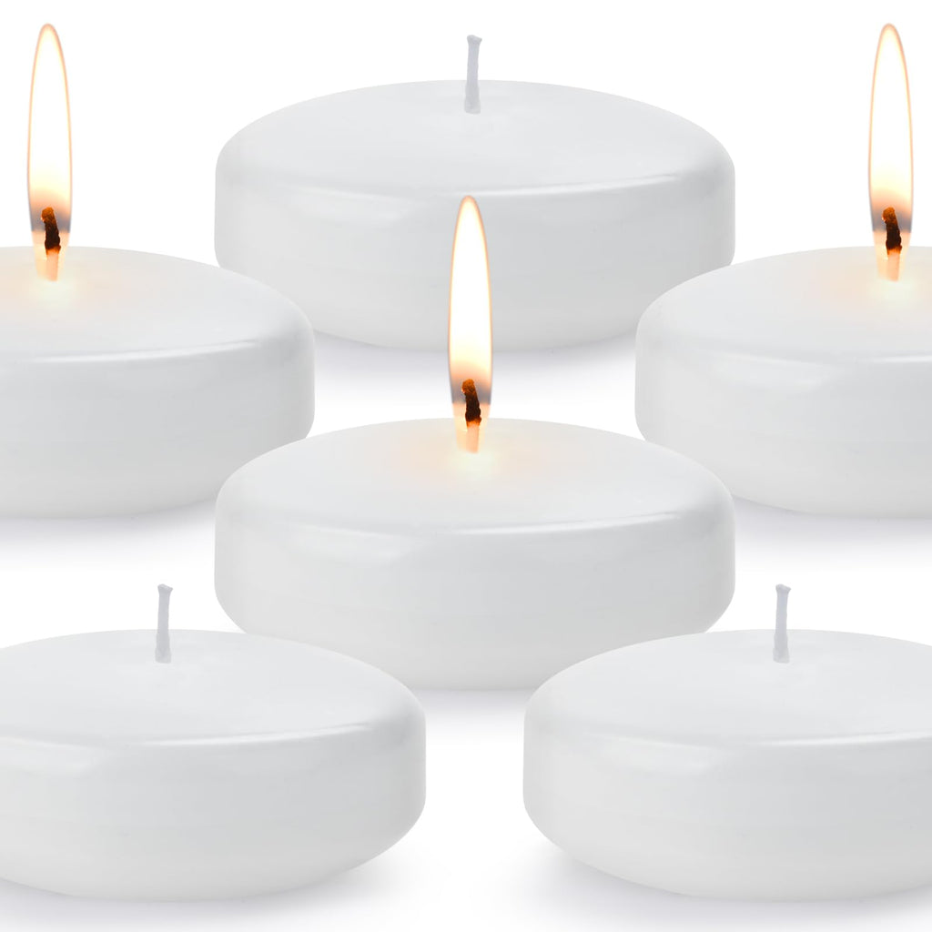 3 inch Floating Candles, 24PACK White Unscented Dripless Wax Burning Candle, Long Burning 13-15Hours and Smokeless Candle for We