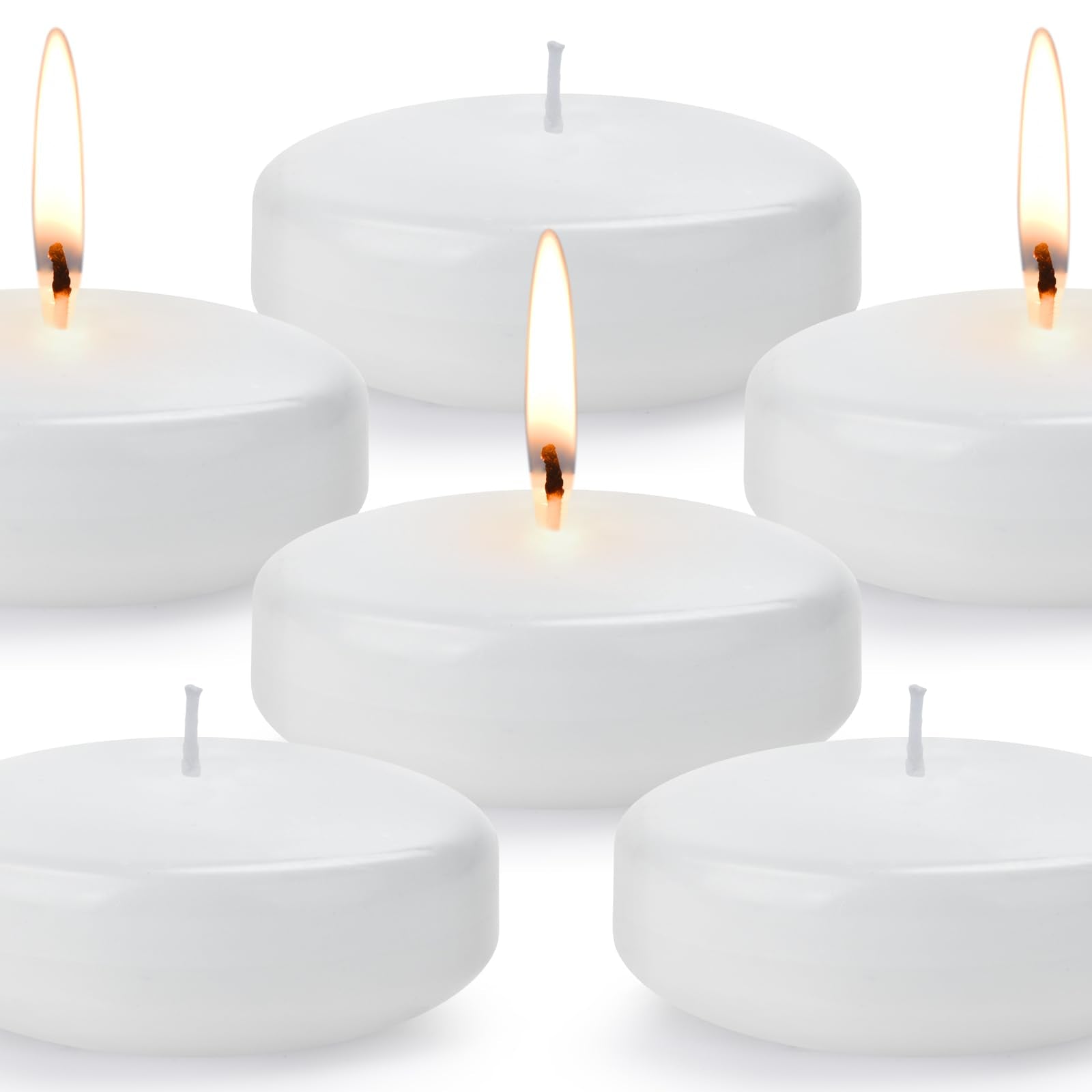 3 inch Floating Candles, 24PACK White Unscented Dripless Wax Burning Candle, Long Burning 13-15Hours and Smokeless Candle for We