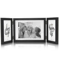 Afuly 5x7 Picture Frame Black 4x6 3 Picture Frames Collage Hinged Folding Triple Photo Frames Home Decor for Wall Desktop Weddin
