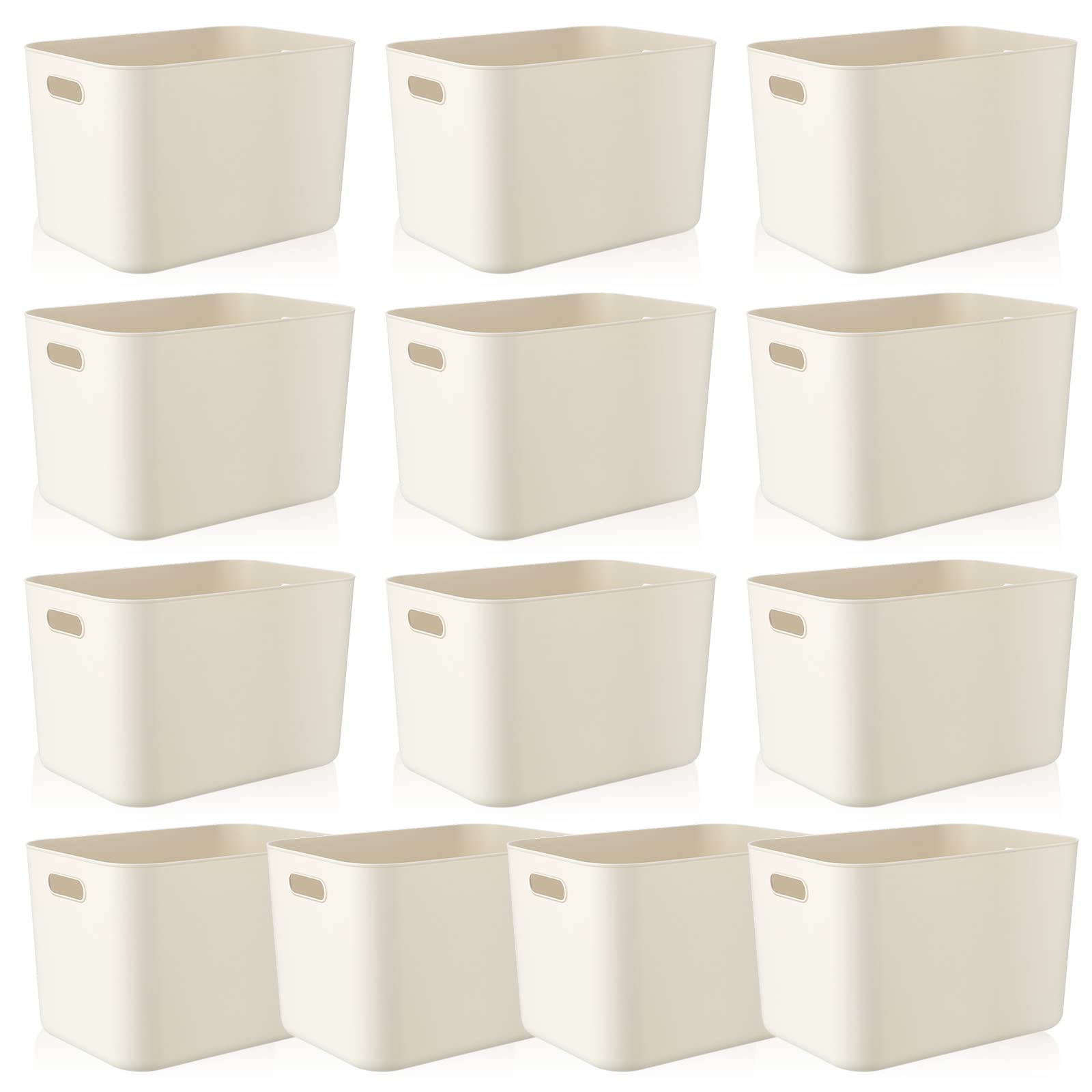 Zopeal Plastic Storage Bins 10 Pcs White Pantry Organizer Bins Small Baskets Storage Containers For Home Kitchen (14 X 10.5 X 9.