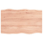 vidaXL Solid Oak Wood Table Top - Light Brown, Live Edge, Treated Surface, for Home and Commercial Use, Handcrafted - 31.5"x19.7"x0.8"