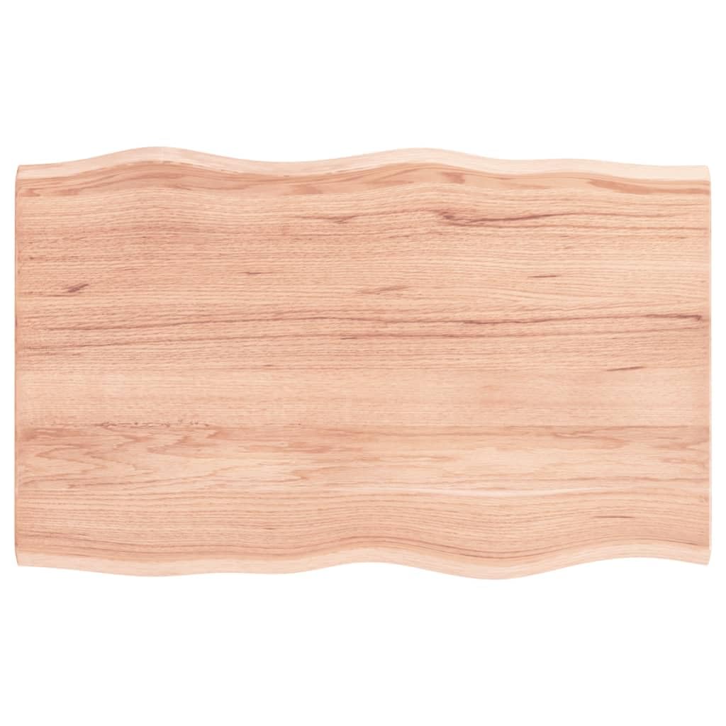 vidaXL Solid Oak Wood Table Top - Light Brown, Live Edge, Treated Surface, for Home and Commercial Use, Handcrafted - 31.5"x19.7"x0.8"