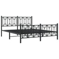 vidaXL Metal Bed Frame with Headboard/Footboard, Black, Steel, Double Bed - 81.5"x61.4"x35.4"