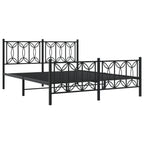 vidaXL Metal Bed Frame with Headboard/Footboard, Black, Steel, Double Bed - 81.5"x61.4"x35.4"