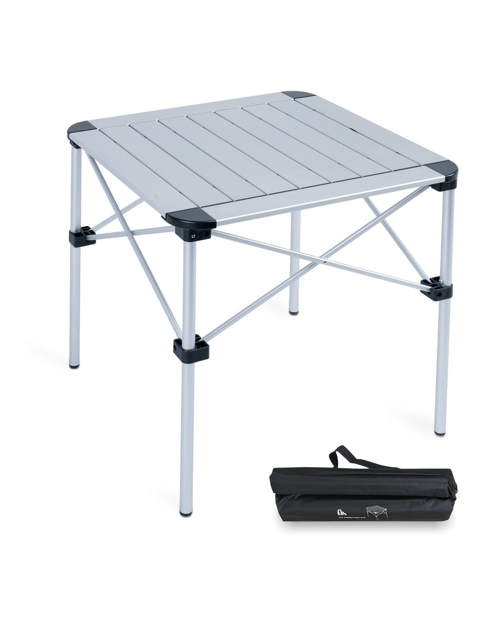 Iclimb Lightweight Stable Alu. Folding Square Table Roll Up Top With Carry Bag For Camping Picnic Backyards Bbq Camp Kitchen (Silver, M)