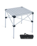 Iclimb Lightweight Stable Alu. Folding Square Table Roll Up Top With Carry Bag For Camping Picnic Backyards Bbq Camp Kitchen (Silver, M)