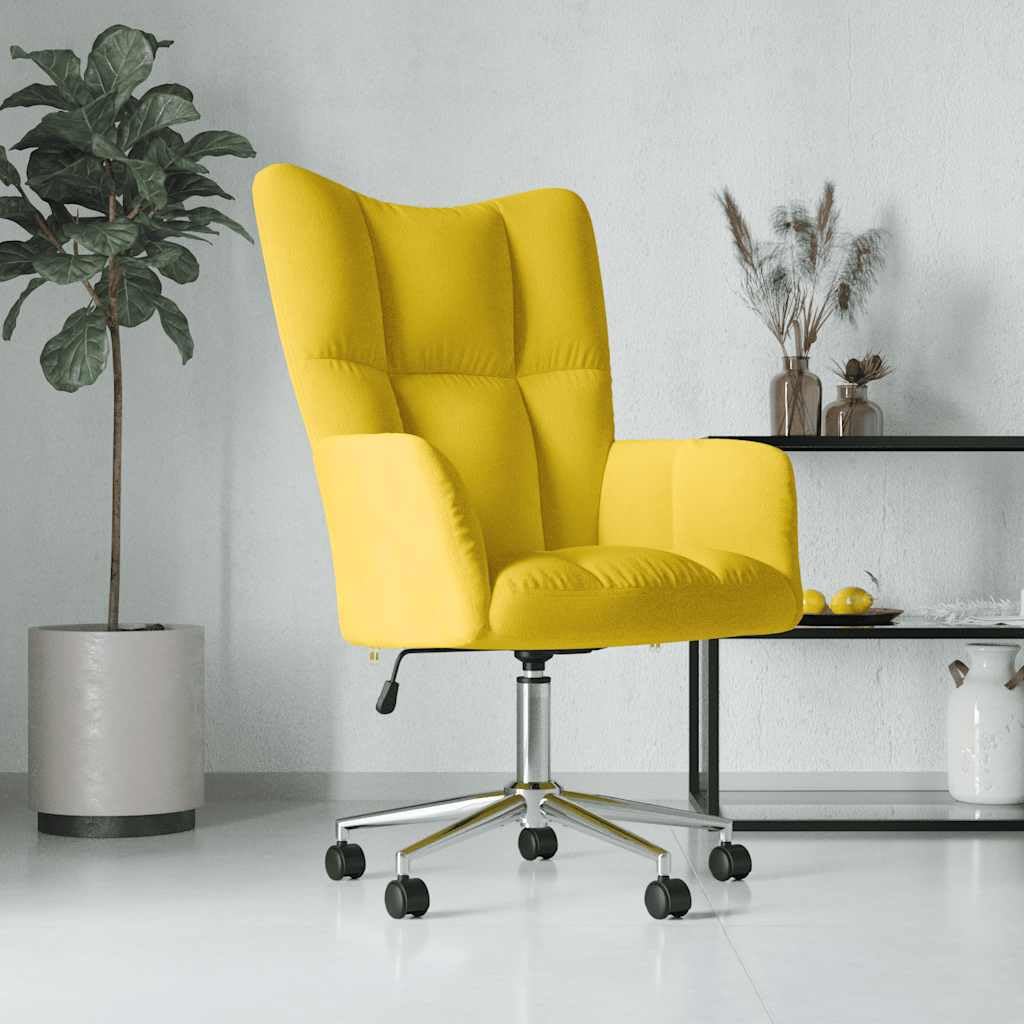 vidaXL Relaxing Chair in Chic and Elegant Mustard Yellow Velvet - Modern Style Office/Living Room/Lounge Seating with Adjustable Height and Castor Wheels