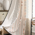 ColorBird Boho Curtains for Bedroom, 2 Panels 63 inch Semi Blackout Living Room Darkening Curtains, Geometric Tribal Fall Cotton