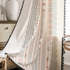 ColorBird Boho Curtains for Bedroom, 2 Panels 63 inch Semi Blackout Living Room Darkening Curtains, Geometric Tribal Fall Cotton