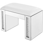 Elegant Decor Modern 26" Clear Crystal Mirrored Leather Vanity Stool