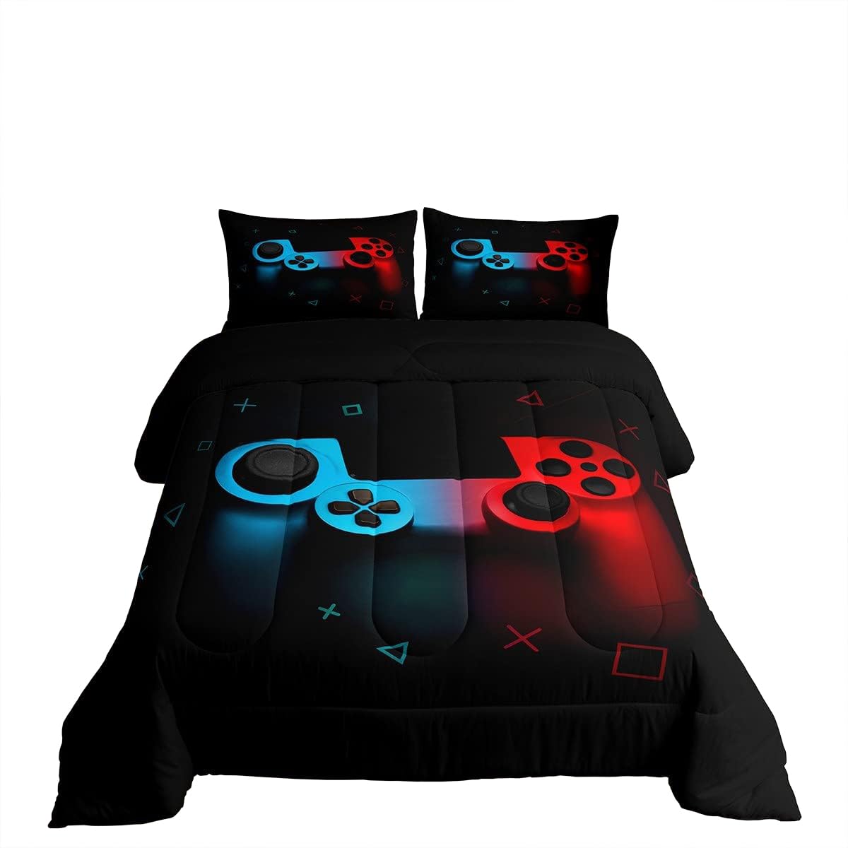 Boys Gamepad Comforter Set Full,Play Gamer Bedding Set Kid Young Man Video Games Down Comforter for Teen Child Game Room Decor B