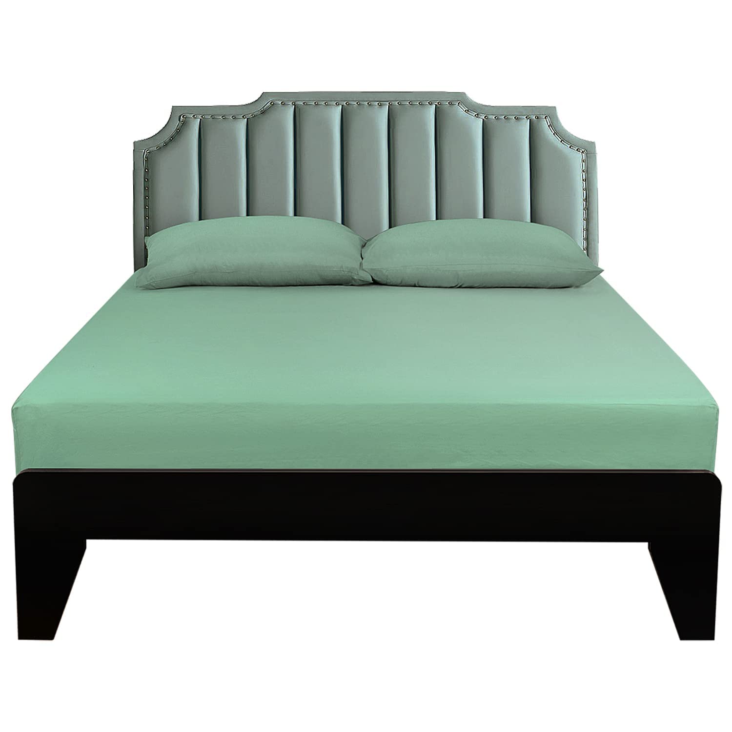 Lirex Fitted Sheet, Queen Size 100% Egyptian Cotton 300 Thread Count Soft Breathable Fitted Sheet, Light Green