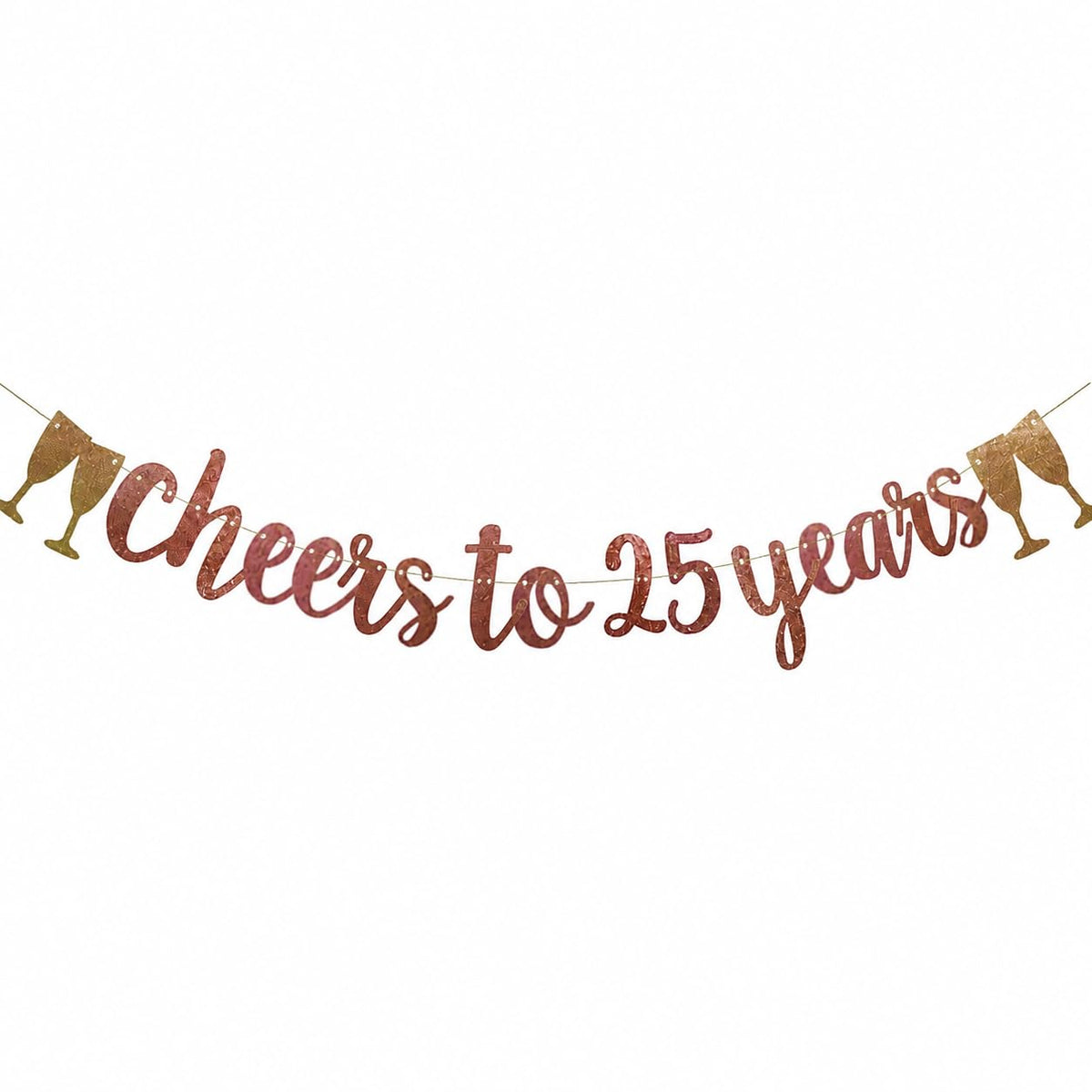FestikoCheers to 25 Years Banner Rose Gold Paper Glitter Party Decorations for 25TH Wedding Anniversary 25 Years Old 25TH Birthd