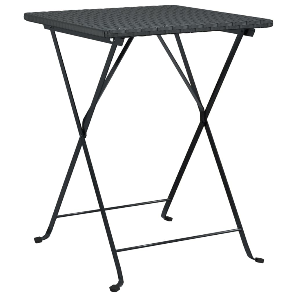 vidaXL Poly Rattan Black Folding Bistro Table - Weather Resistant, Foldable Design for Easy Storage & Transportation, Sturdy Steel Frame, Square Shape, Ideal for Garden, Patio and Balcony
