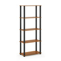 Furinno Turn-N-Tube 5-Tier Multipurpose Shelf / Display Rack / Storage Shelf / Bookshelf, Square Tubes, Light Cherry/Black