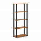 Furinno Turn-N-Tube 5-Tier Multipurpose Shelf / Display Rack / Storage Shelf / Bookshelf, Square Tubes, Light Cherry/Black