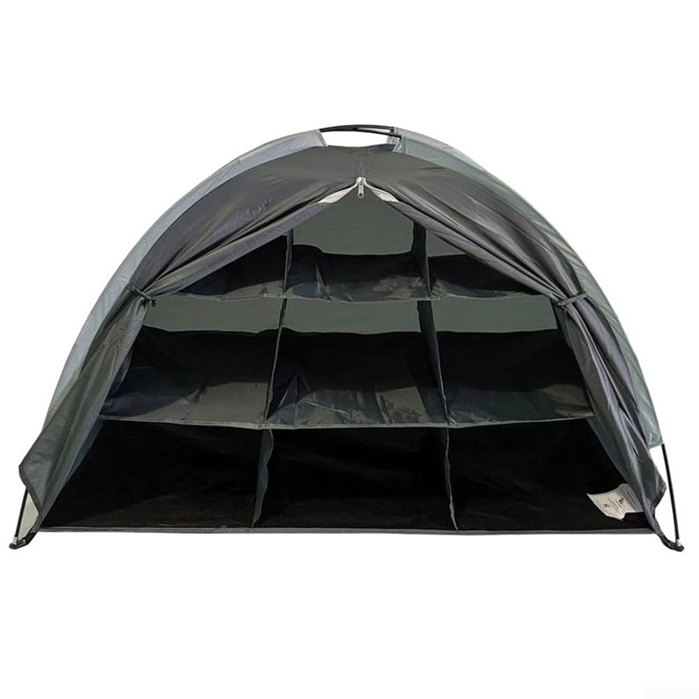 Camping Shoes Storage Organizer, 9Shelf Collapsible Rack with Sturdy Board, Breathable Tent Clothes Organizer for RV Camping Hi