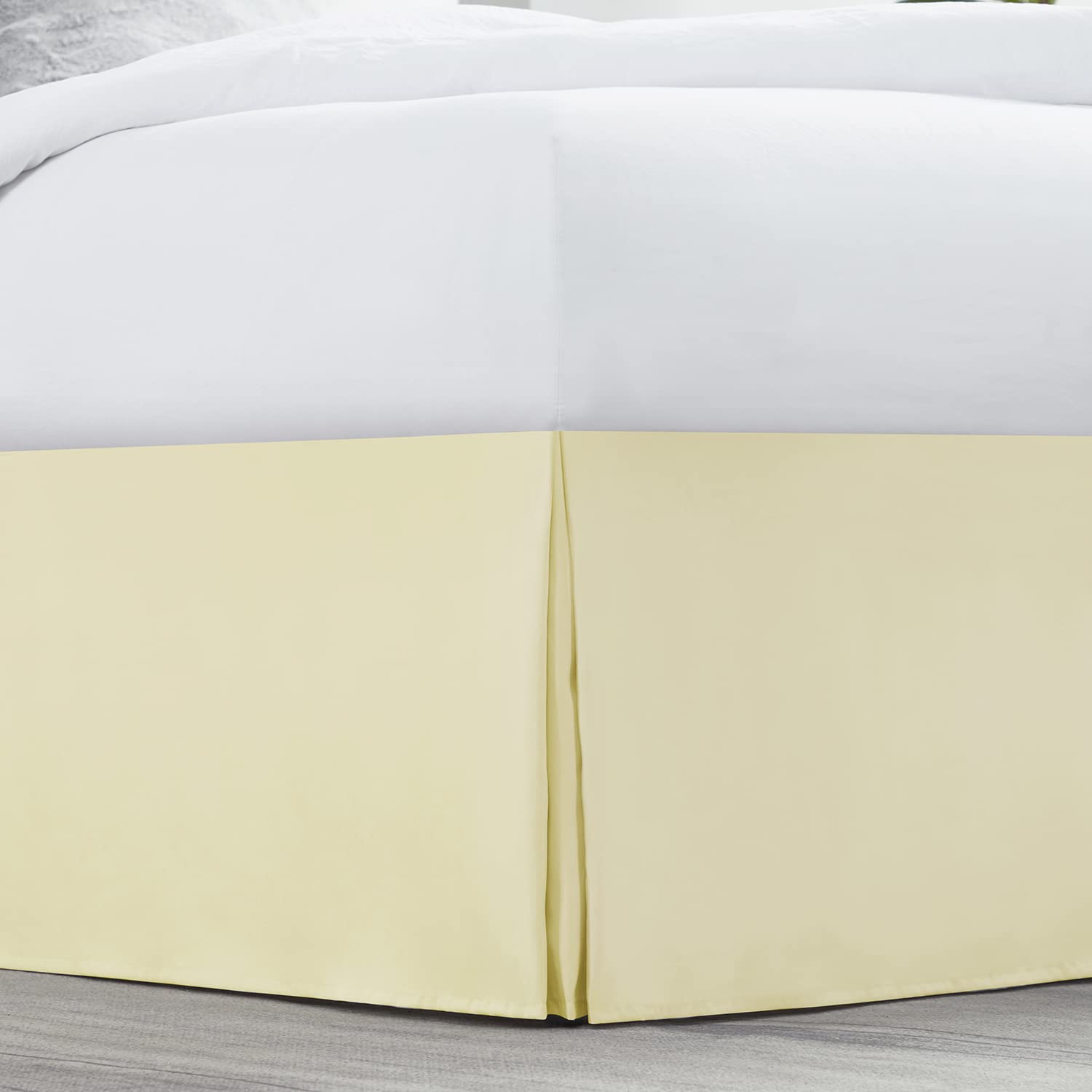 Nestl Vanilla Yellow Twin Bed Skirt - Twin Size Bed Skirt 14 Inch Drop - Brushed Microfiber Bed Skirts - Hotel Quality Pleated Bed Skirt - Shrinkage & Fade Resistant