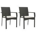 vidaXL Garden Patio Chairs with Cushions, Outdoor Seating - 2 pcs Set, Weather-Resistant Poly Rattan, Powder-Coated Steel Frame, Easy Assembly - Black with Cream White Cushions