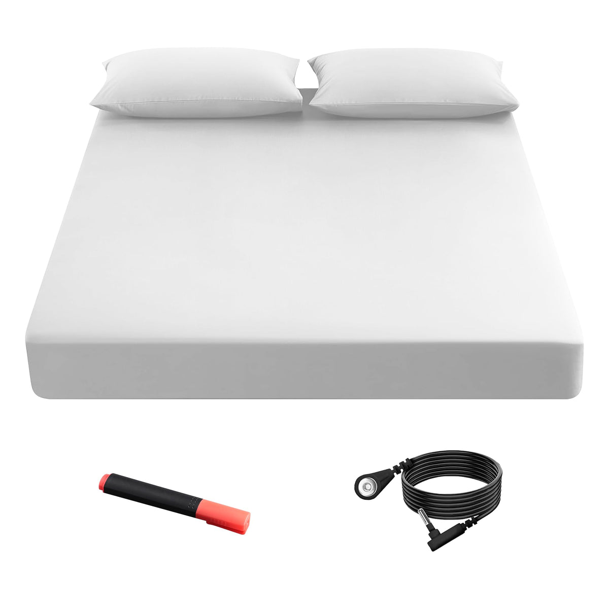 Grounding Fitted Sheets 90% Organic Cotton+10% Pure Silver Fiber, Grounded Sheets With Grounding Cord, Bed Grounding Kit For Hea