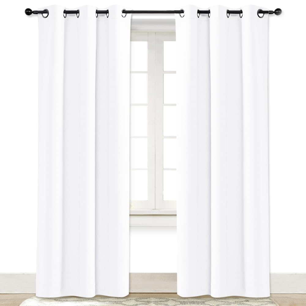 Nicetown Pure White Window Curtain And Drape, 1 Panel, 42 By 84, Easy Care Solid Thermal Insulated Grommet Room Darkening Drapery For Kid'S Room