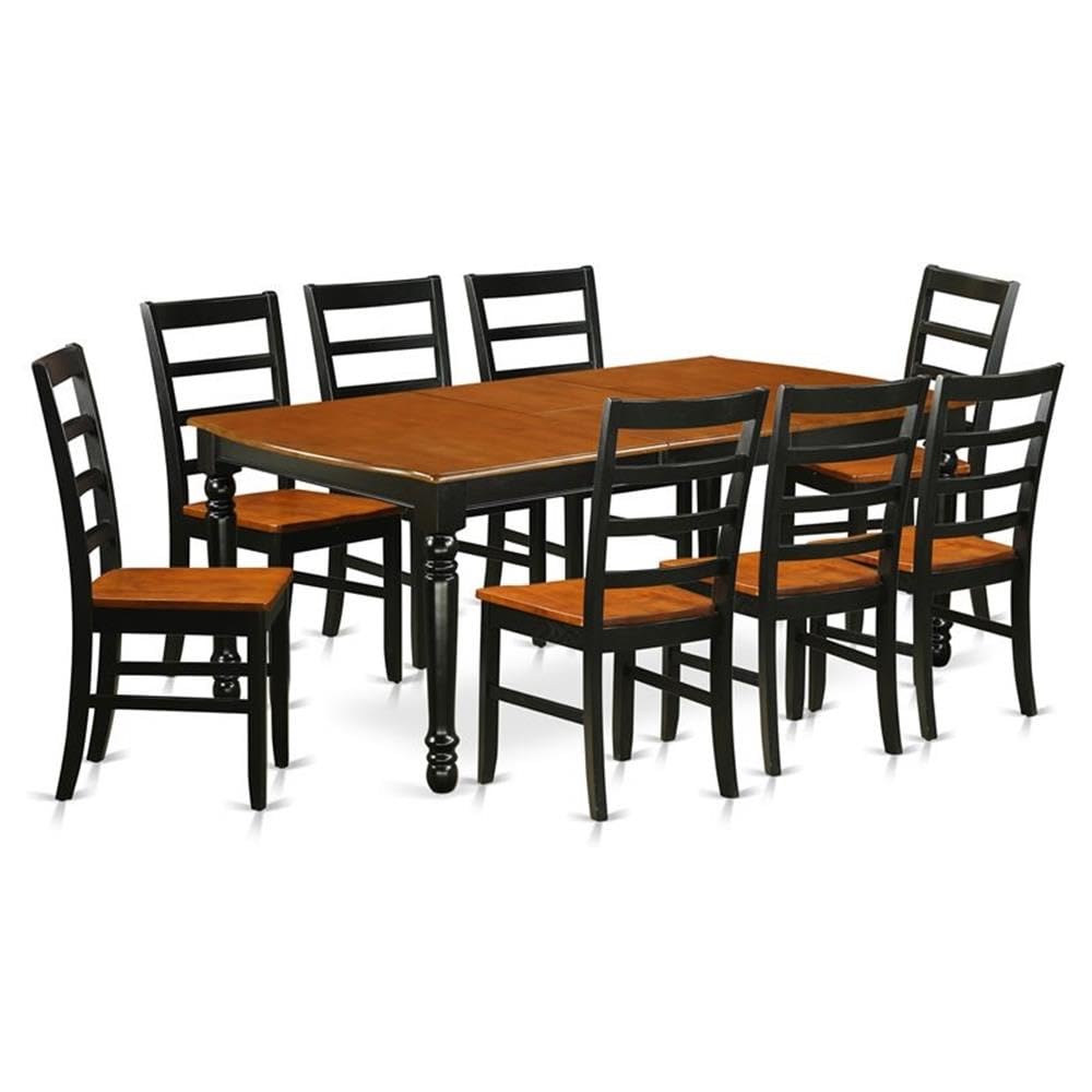 East West Furniture DOPF9-BCH-W 9 Piece Dining Room Furniture Set Includes a Rectangle Kitchen Table with Butterfly Leaf and 8 Dining Chairs, 42x78 Inch, Black & Cherry