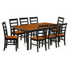 East West Furniture DOPF9-BCH-W 9 Piece Dining Room Furniture Set Includes a Rectangle Kitchen Table with Butterfly Leaf and 8 Dining Chairs, 42x78 Inch, Black & Cherry
